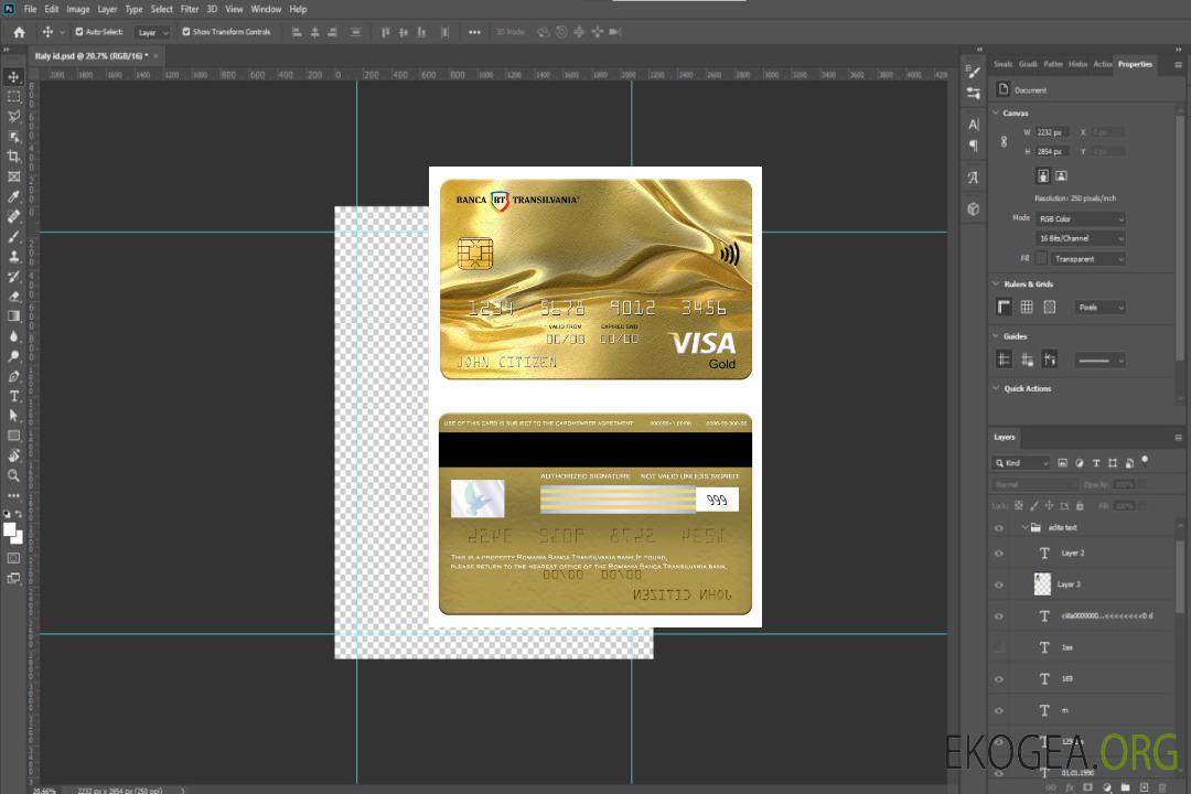 Carte Visa Gold de la banque Banca Transilvania de Roumanie template